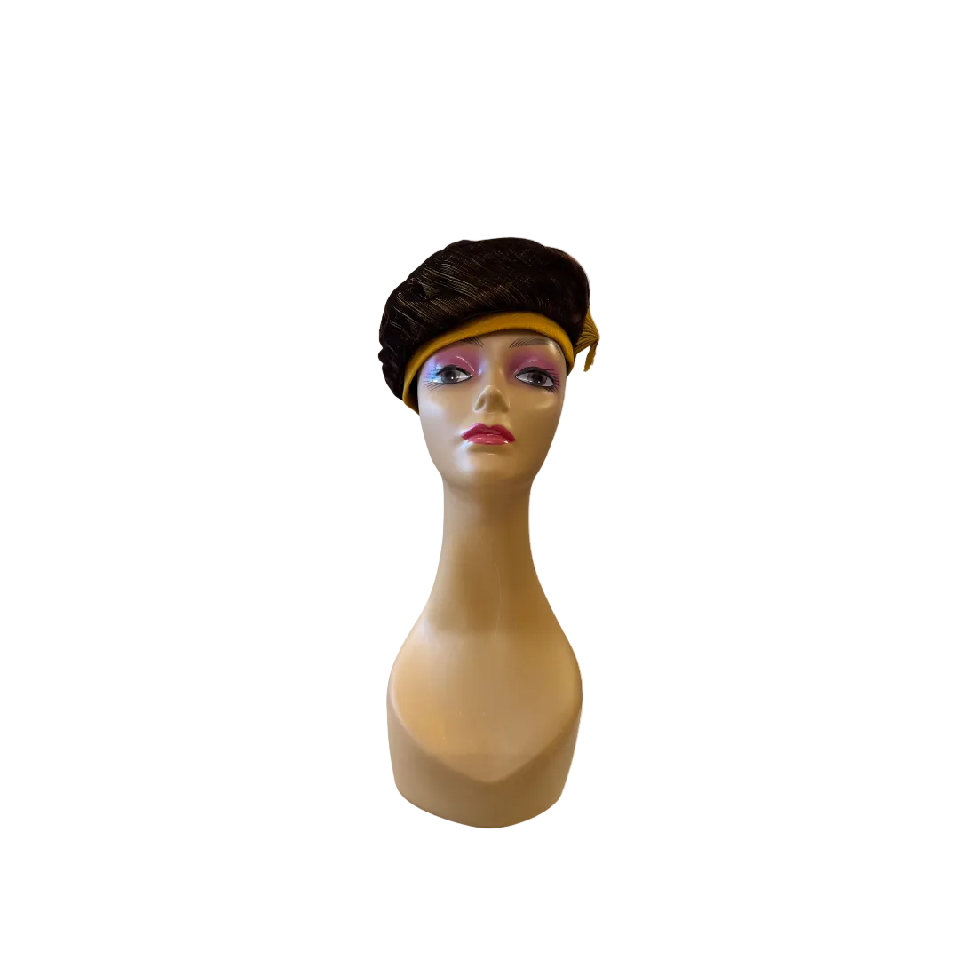 1950s Cullums Augusta Brown Gold Velvet Beret