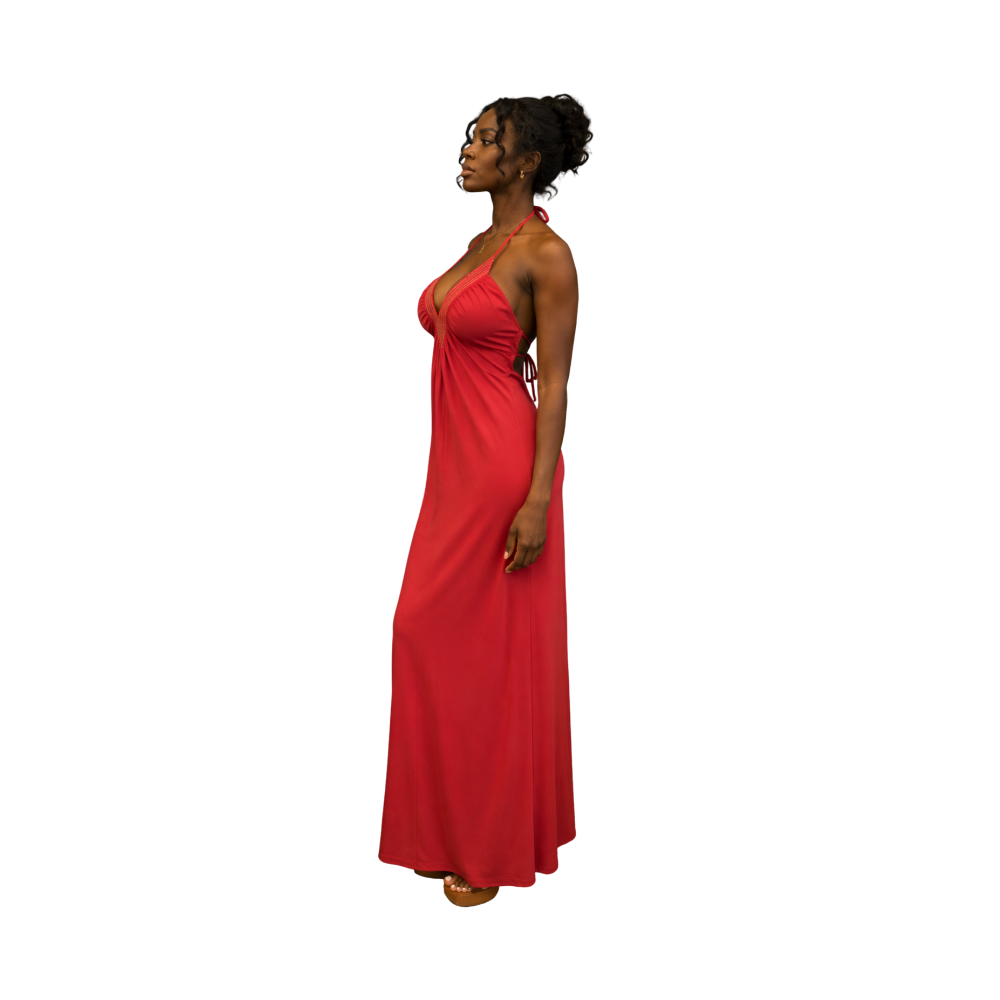 Vintage 1970s Halter Maxi Dress Size Small