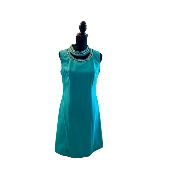 Classic 1960s Cocktail Sheath Dress Elegant Vintage Evening Style - Size L