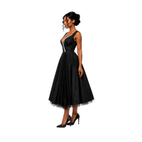 1940s Black Satin Silver Beaded Cocktail Dress with Tulle Inset – Size S