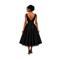 1940s Black Satin Silver Beaded Cocktail Dress with Tulle Inset – Size S