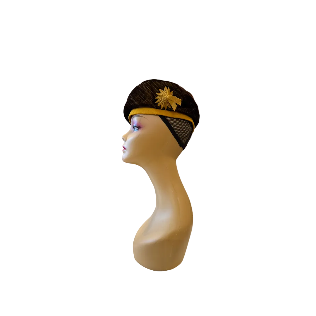 1950s Cullums Augusta Brown Gold Velvet Beret