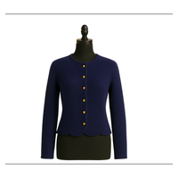 Blue Wool Cardigan Tally Ho Classic Knit Button Front Sweater - Size M