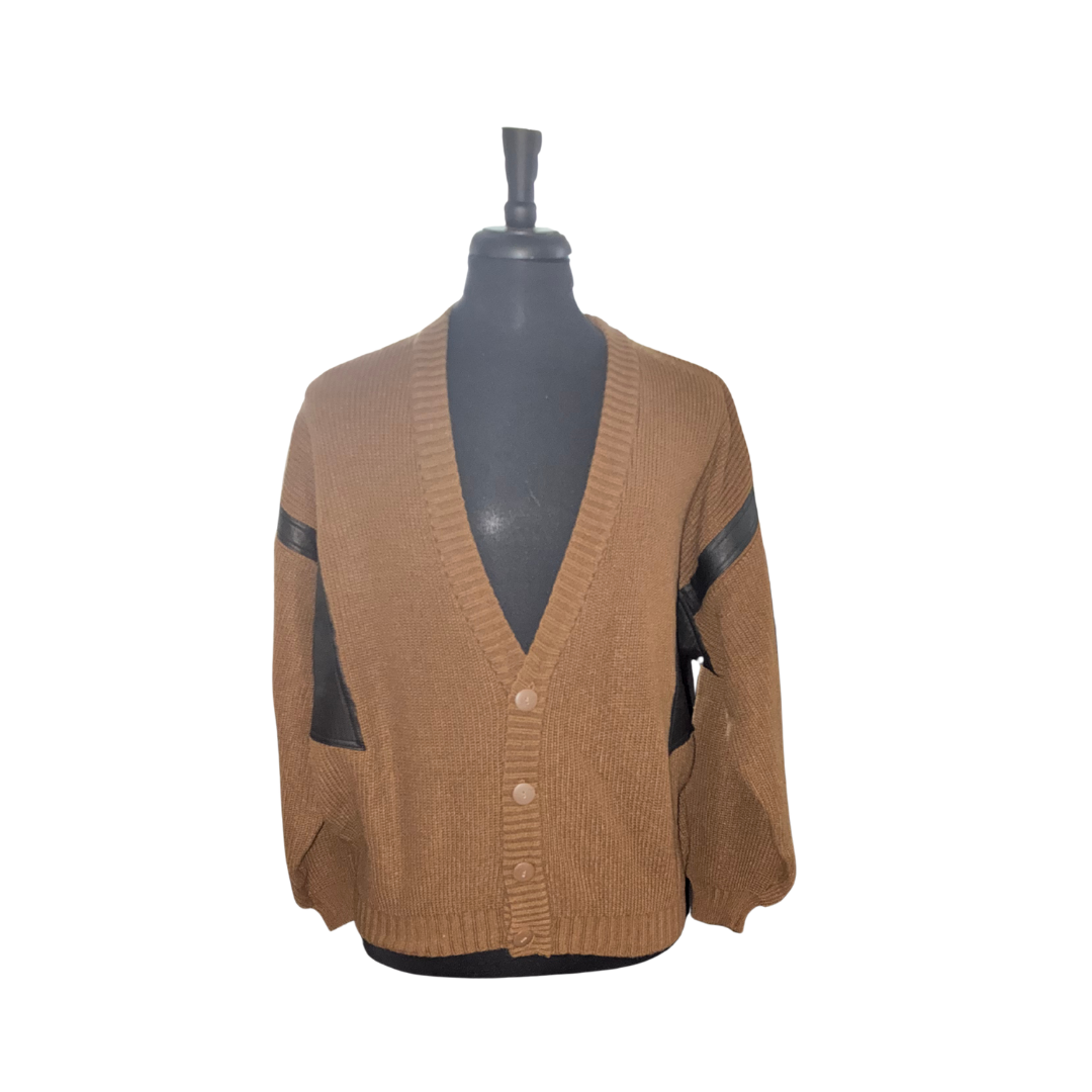 Vintage Brown & Black Men's Cardigan - FORUM 1980s L