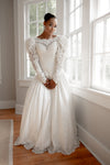 Dreamy Beaded Lace Bridal Gown with Puff Sleeves – Size S