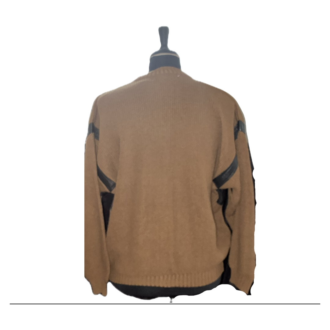 Vintage Brown & Black Men's Cardigan - FORUM 1980s L