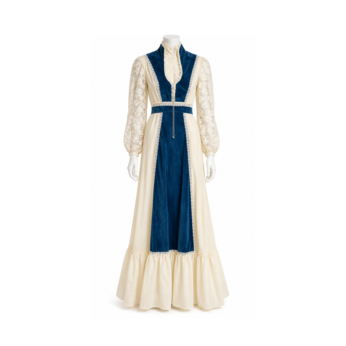 1970s Victorian Revival Prairie Maxi Dress Size 6