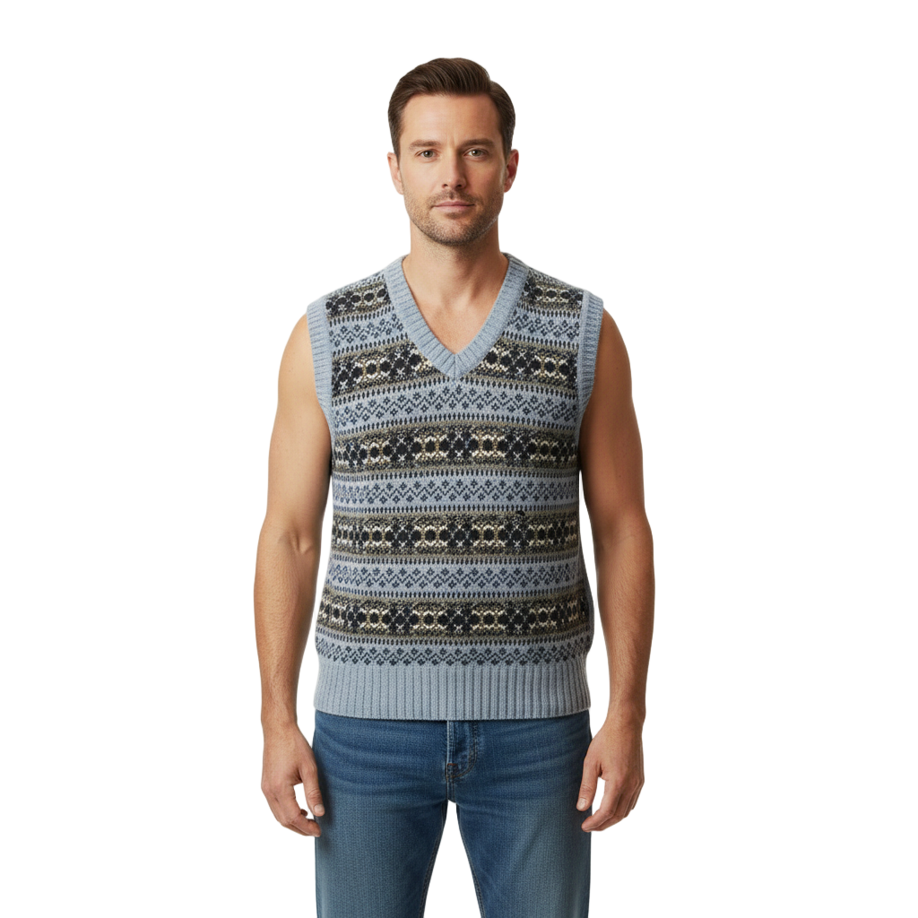 Men's Vintage gray and blue vest  Size Medium