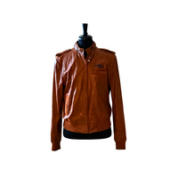 Black Faux Leather Bomber Jacket Joe Camel Pro Classic Vintage Outerwear - Size 44