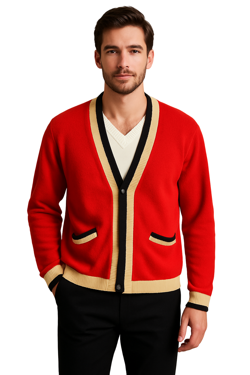 Vintage 1960s Red Caridgan Keen Man by Matt Andrews Sweater  - 60s M