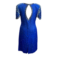 Glittering Sequined Short Sleeve Dress in Blue – Size 8