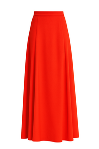 Red Vintage Maxi Skirt 70s Classic Full Length Skirt - Size S
