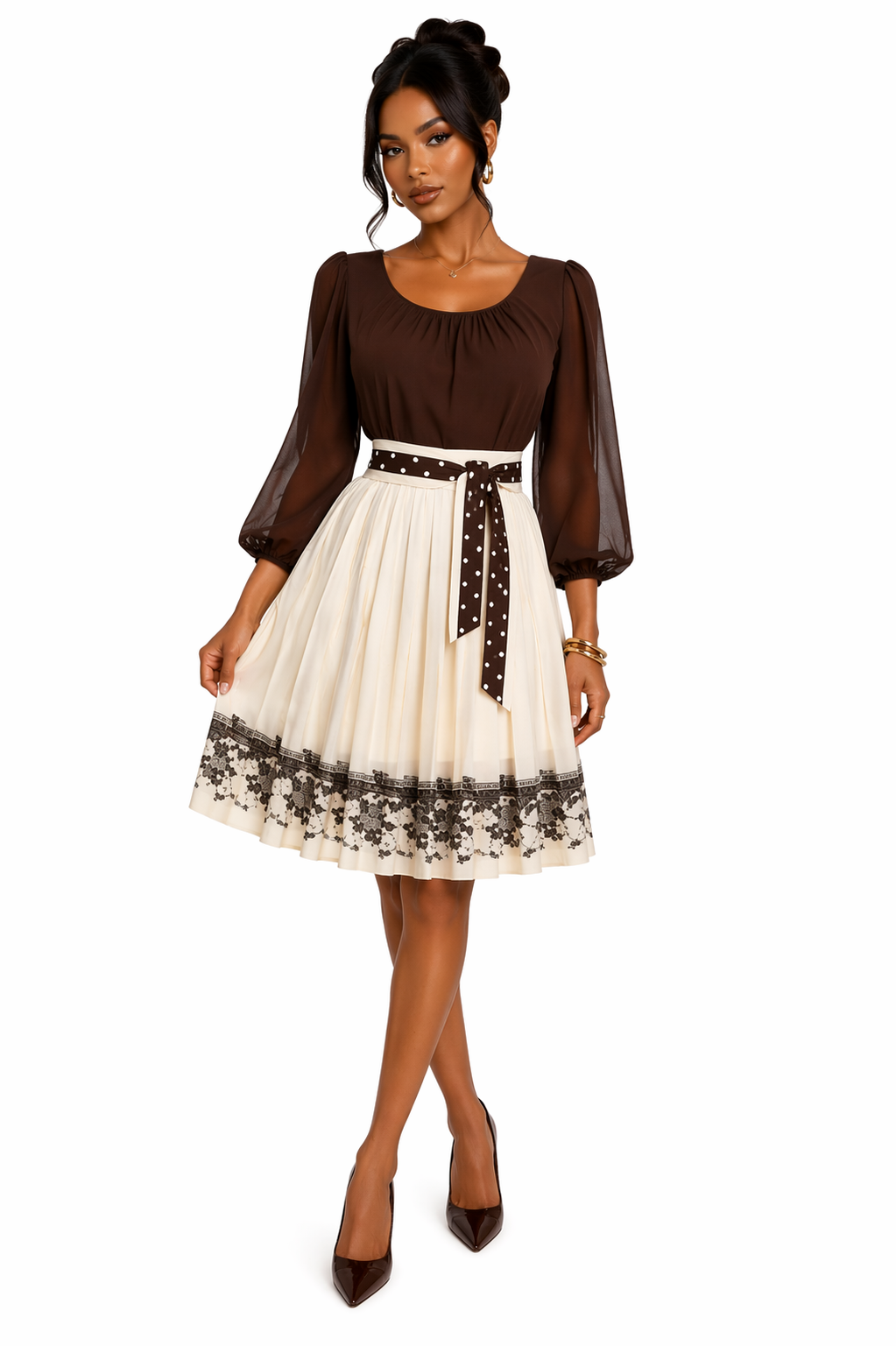 White Chocolate Prairie Herman Marcus Dallas 60s Dress - Size S