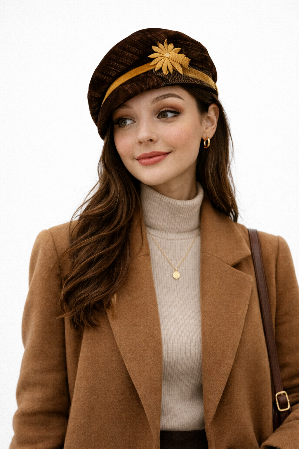 1950s Cullums Augusta Brown Gold Velvet Beret