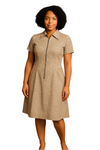 Sheer Vintage Olive Green Polyester 1960s Day Dress –  Size L/XL (12/14)