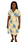 Vintage Blue and White Floral Summer Dress - Size L/XL (12-14)