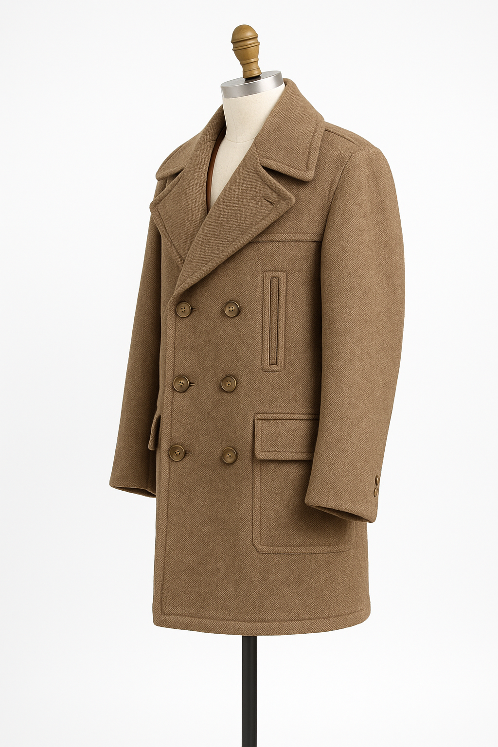 1970s Fox Knapp Herringbone Wool Overcoat – Men’s 46R