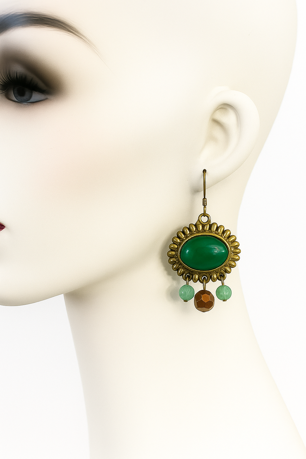 Earthy green and brown drop earring
