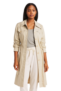 Beige Double-Breasted Belt Trench Coat - Size 10