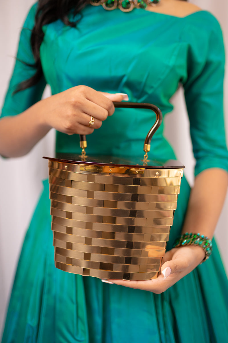 Vintage 1950s Dorset Rex Fifth Avenue Gold Metal Basket Purse