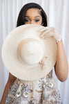 Beige Straw Brim Hat with Bow