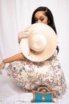 Beige Straw Brim Hat with Bow