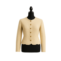 Cream Wool Cardigan Tally Ho Classic Knit Button Front Sweater - Size S
