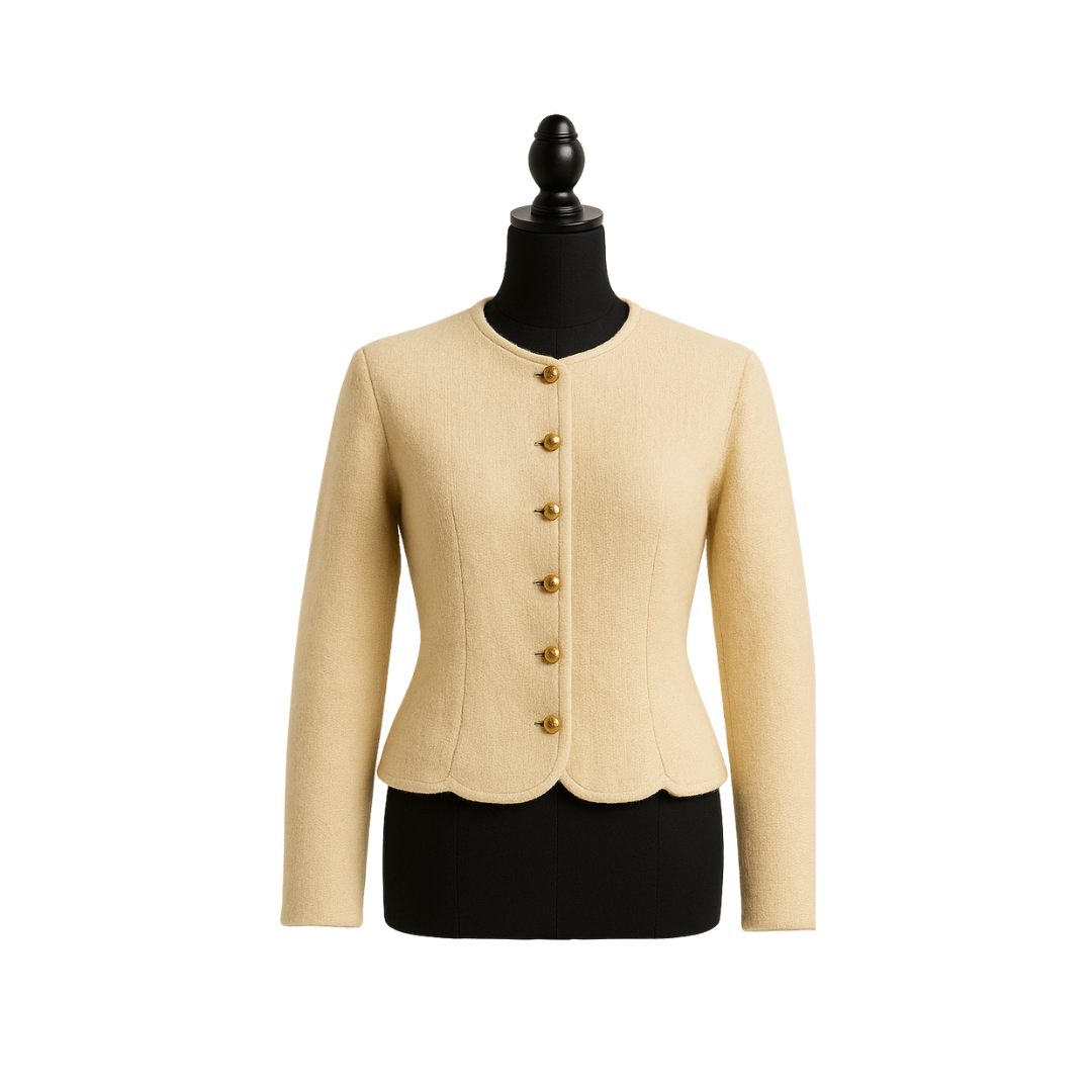 Cream Wool Cardigan Tally Ho Classic Knit Button Front Sweater - Size S