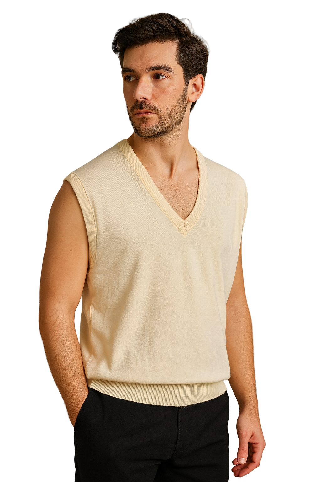 Vintage Jantzen Men's Cream Sweater Vest - 90s L NWT