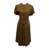 Buttoned Bliss Tweed Dress in Olive Green – Size L