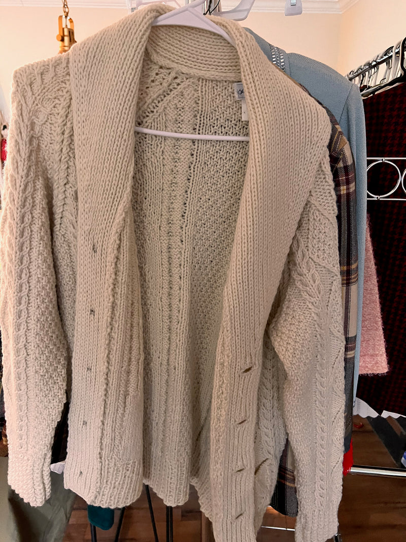 Vintage 1990s Saks 5th Ave Cable Knit Button Up Sweater