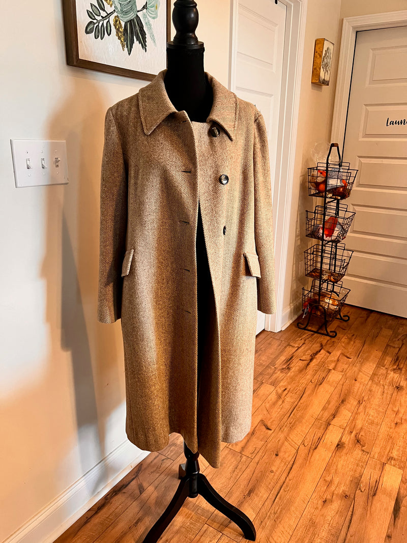 Vintage 60s Tan Tweed Dress Coat