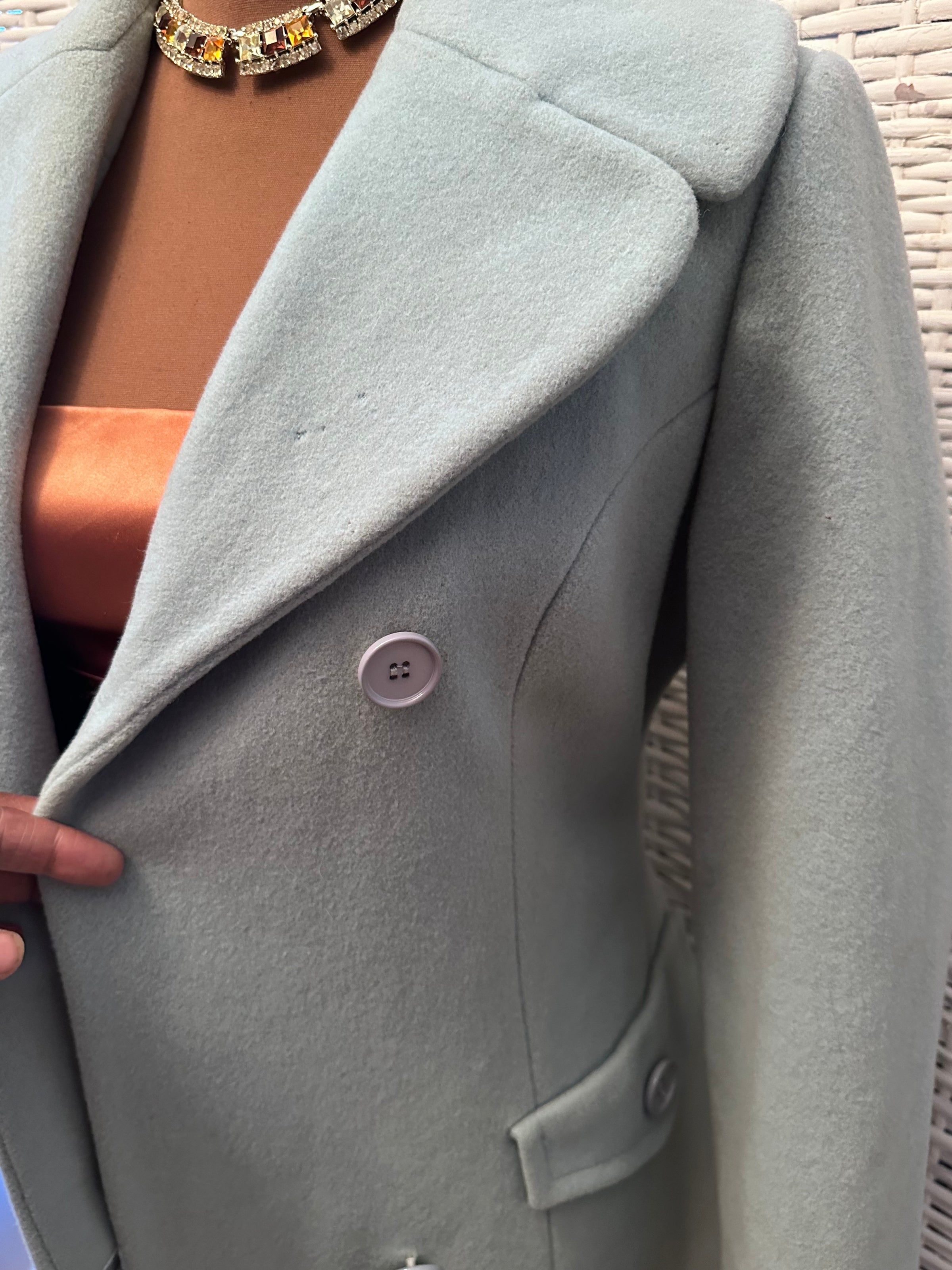 Belted Cool Blue Trench Coat - Size S