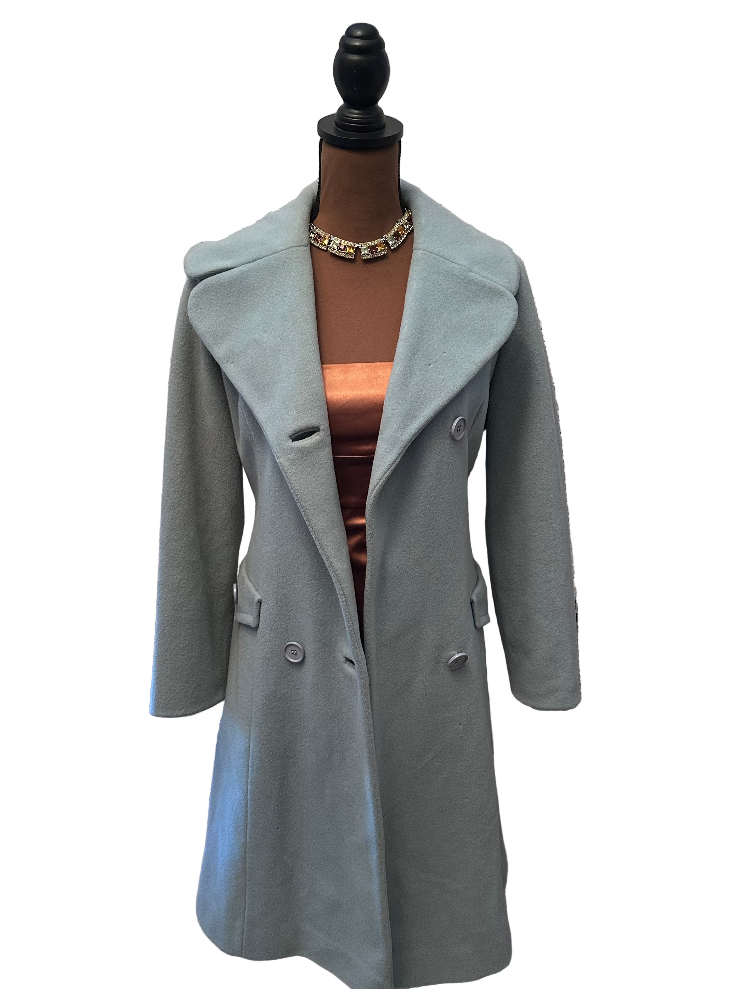 Belted Cool Blue Trench Coat - Size S