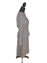 Iron Clad Gray Wool Peplum Jacket and Pencil Skirt Suit Tailored Vintage Set - Size XS