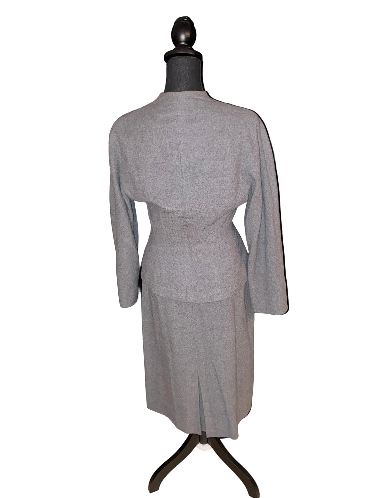 Iron Clad Gray Wool Peplum Jacket and Pencil Skirt Suit Tailored Vintage Set - Size XS