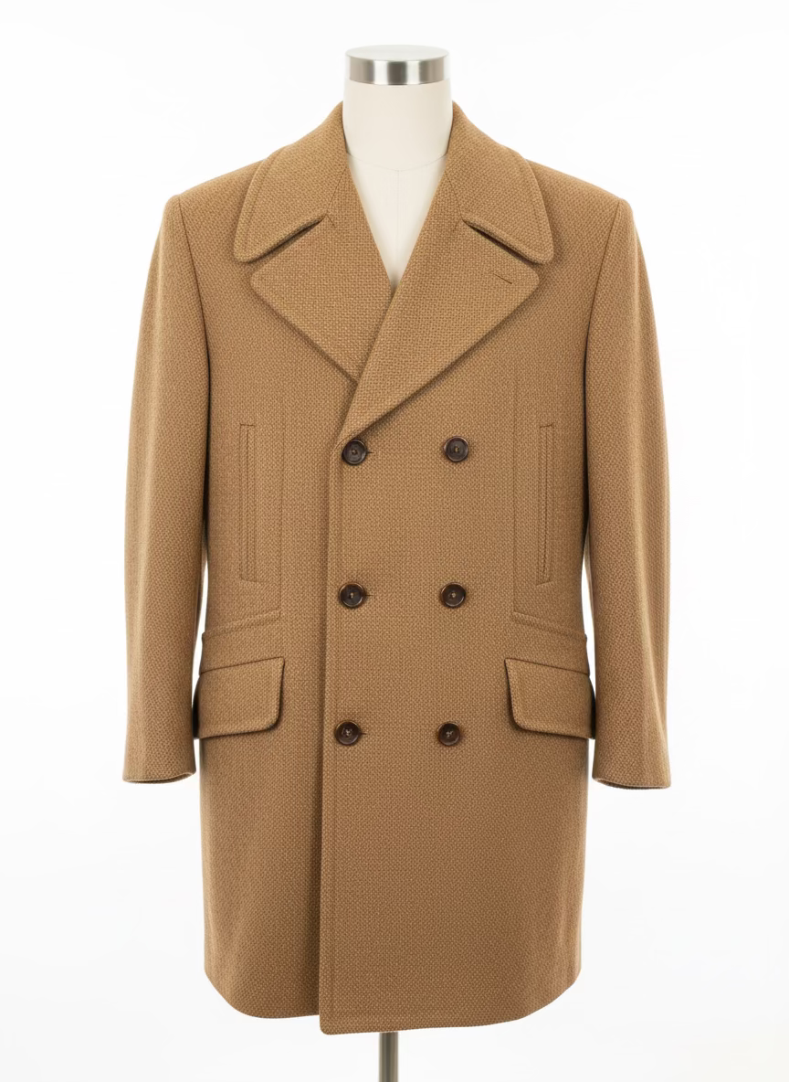 1970s Fox Knapp Herringbone Wool Overcoat – Men’s 46R