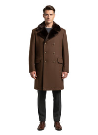 1960s Cabot Brown Wool Fur-Collar Overcoat – Men’s XL