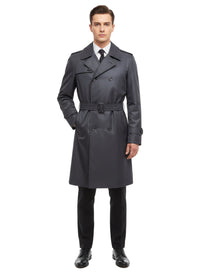 1970s Fashion Sportswear Navy Belted Trench Coat – Men’s Large