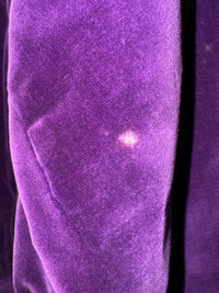 Purple Velvet Cocktail Dress Faux Fur Collar Old Hollywood Evening Style - Size S