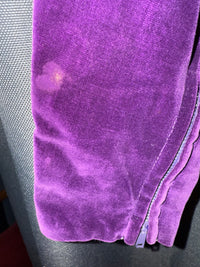 Purple Velvet Cocktail Dress Faux Fur Collar Old Hollywood Evening Style - Size S