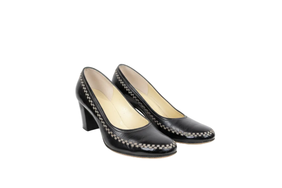 Vintage Saks Fifth Avenue Black Leather Pumps - Size 7