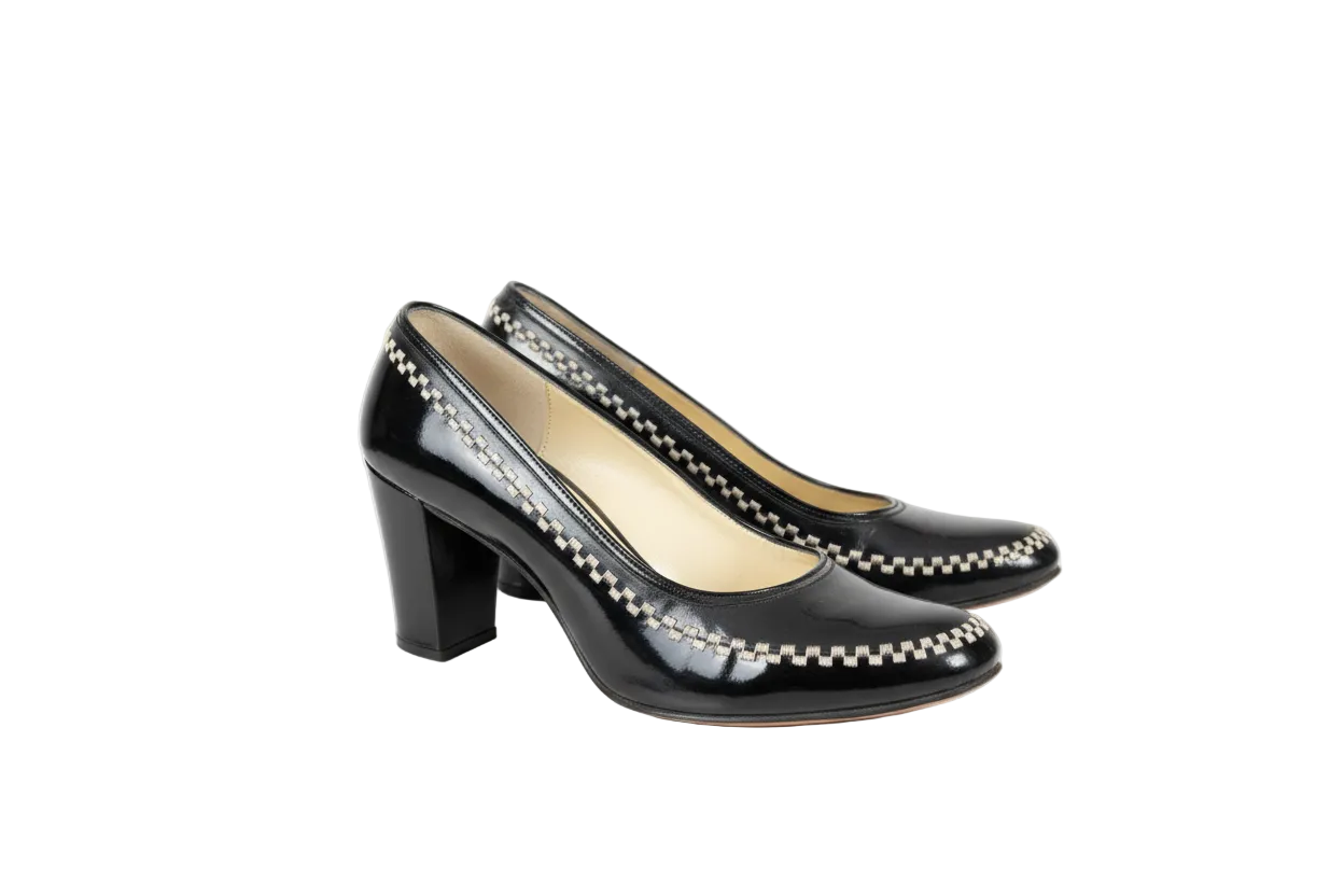 Vintage Saks Fifth Avenue Black Leather Pumps - Size 7