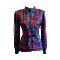 Delightful Multi-Color 80's Silk Blouse by Nicola - Size 10