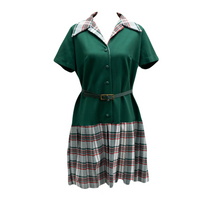 Belted School Girl Mini Dress in Green – Size L