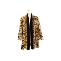 1980s Olympia Tiger Print Faux Fur Coat - Size S