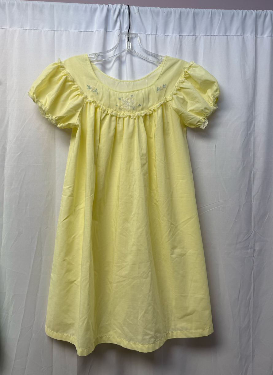1960s Butter Yellow Babydoll Sleep Dress with Puff Sleeves – Size ___