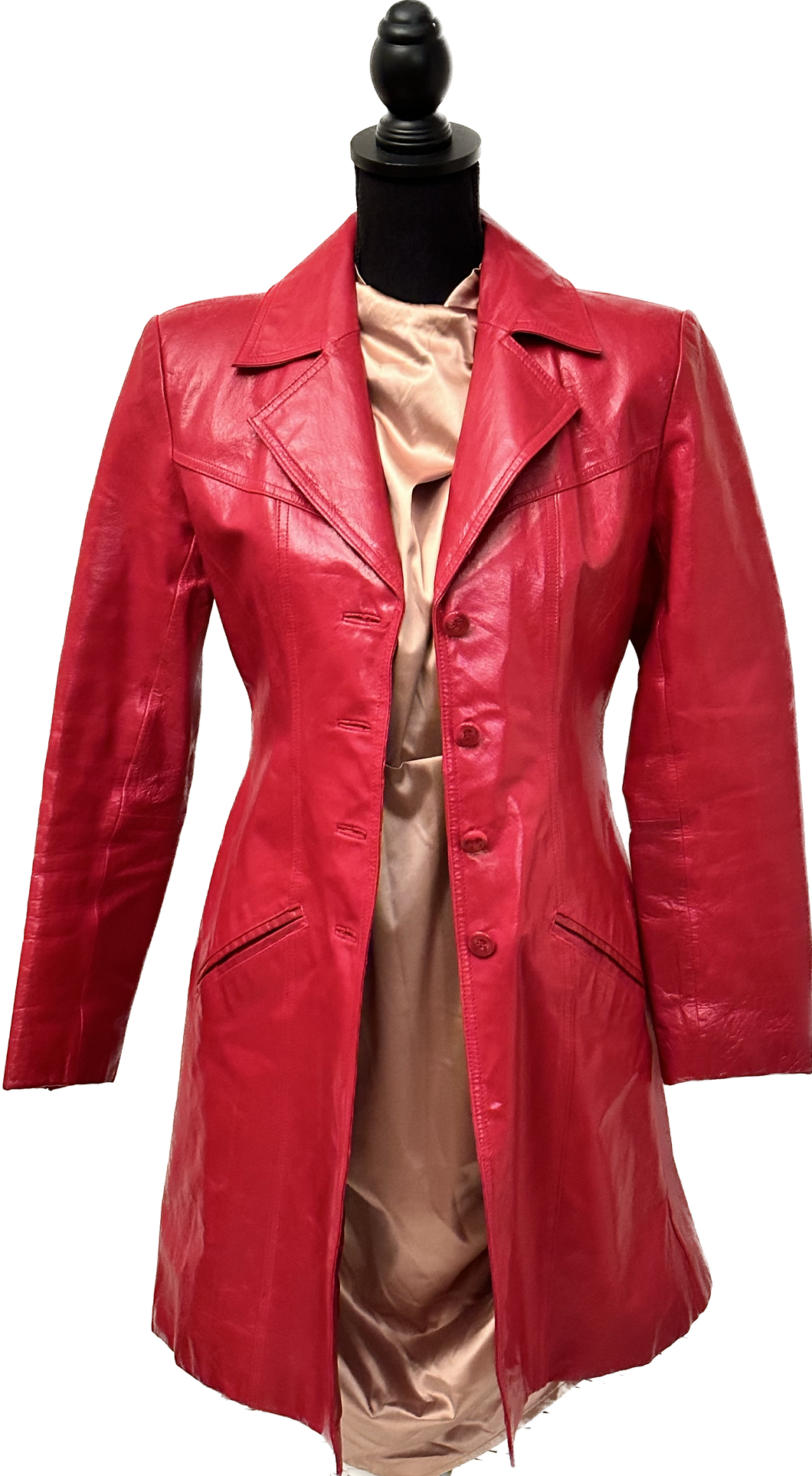 Red Hot Leather Trench - Won't Last LONG Size S by Albert Duke