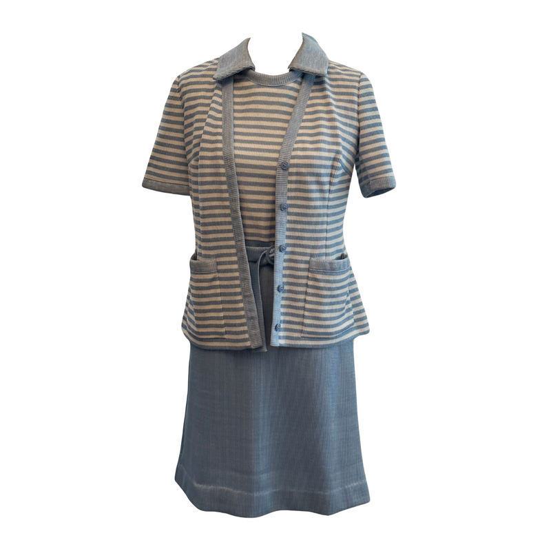 Vintage Striped Sweater Dress in Blue – Size M