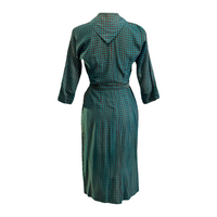 Polka Dot Belted Blossom Dress with Necktie in Turquoise – Size S